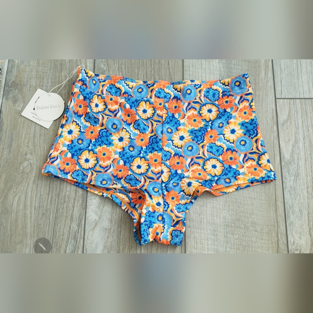 Kulani Kinis Orange & Blue Floral Swim Bottoms
